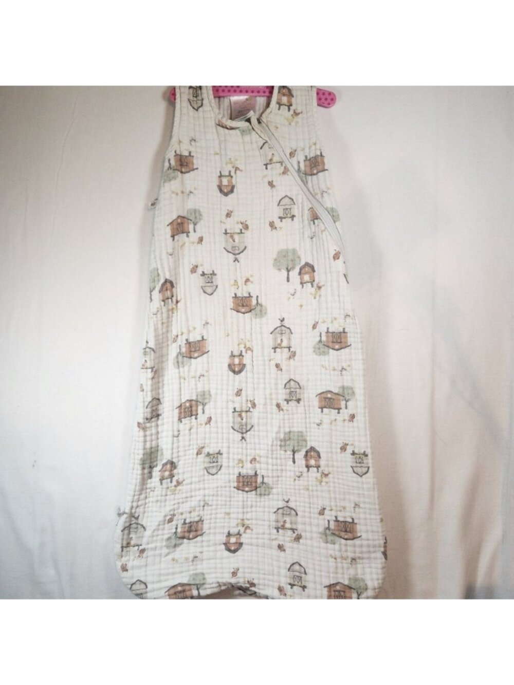 Perlim Pinpin Cotton Muslin Sleep Bag 0.7 TOG Farm Print 6-18M Wearable Blanket